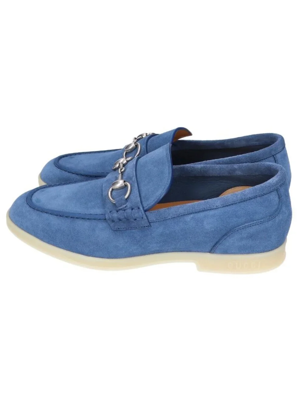 Gucci Blue Suede Horsebit Loafers